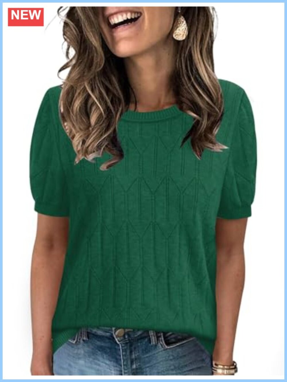 Short Sleeve Knit Pullover Sweater for Women Viscose Blend